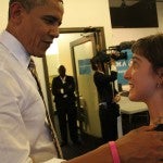 Political science student Emily Kosa meets President Barack Obama