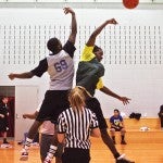 students playing intramural basketball