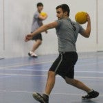 Students playing dodgeball