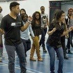 Students rehearsing for the Fashion Show