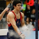 Coach Charley Nelson and gymnast Joseph Hodges