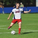 Paul Tracy about to kick the ball