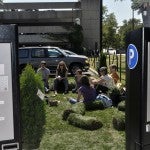 Students turn a parking space into a park