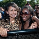 Female students in the crowd