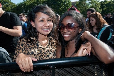 Female students in the crowd