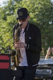 GRiZ playing the saxophone