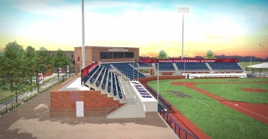 Rendering of seating at Curtis Granderson Stadium