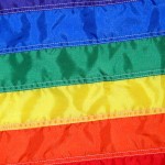 Flag with rainbow stripes