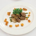 Ginger-garlic glazed steak with butternut squash;