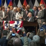 Governor Pat Quinn signs the Marriage Equality Bill