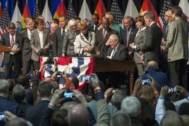 Governor Pat Quinn signs the Marriage Equality Bill