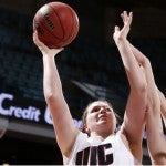 Caitlin Garant goes up for a basket