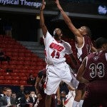 Kelsey Barlow going up for a basket