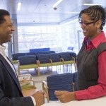 Robert Winn greets a patient