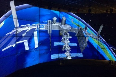 simulation of the International Space Station and Space Shuttle Discovery