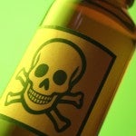 Bottle with skull and crossbones label