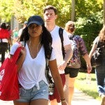 students walking on campus