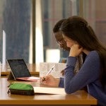 students studying in the library