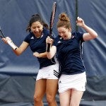 Oana Manole and Miranda Rodriguez celebrating