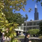 UIC campus and Chicago skyline