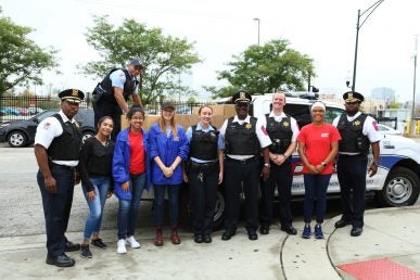 UIC PD shower shoe donation