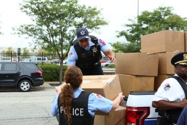 UIC PD shower shoe donation