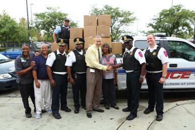 UIC PD shower shoe donation