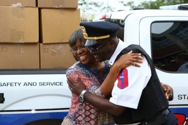 UIC PD shower shoe donation