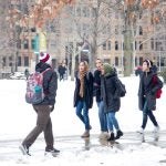 Students walking on campus