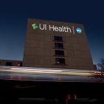 UI Health Hospital Sign_Evening shot