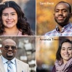 Inspiring Grads December 2021. Celia Gonzalez, Sam René, Ariol Joseph and Amanda Treviño.