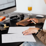 Lady at work desk