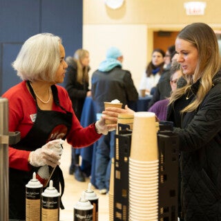 UIC faculty and staff enjoyed hot chocolate with Chancellor Marie Lynn Miranda during special events Dec. 3 and 5 at Student Center East and Student Center West.
Photos by Jenny Fontaine UIC faculty and staff enjoyed hot chocolate with Chancellor Marie Lynn Miranda during special events Dec. 3 and 5 at Student Center East and Student Center West. Photos by Jenny Fontaine